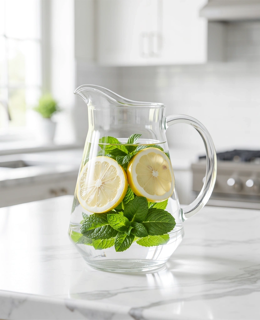 Agua infusionada con cítricos simbolizando frescura y claridad